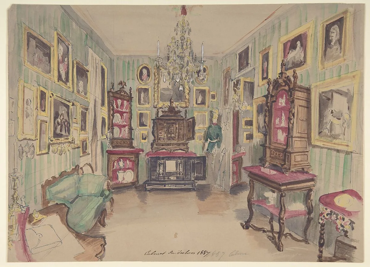 Drawing of an Interior: Cabinet du Salon — Anonymous, French, 19th century