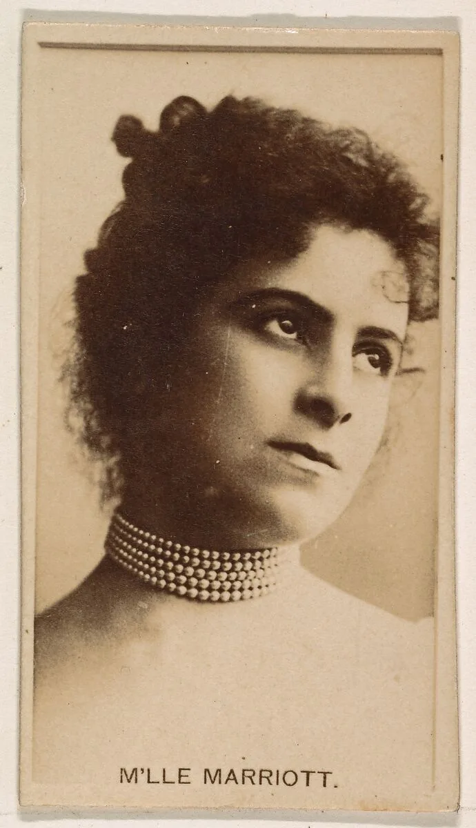 M'lle Marriott, from the Actresses series (N245) issued by Kinney Brothers to promote Sweet Caporal Cigarettes — Kinney Brothers Tobacco Company