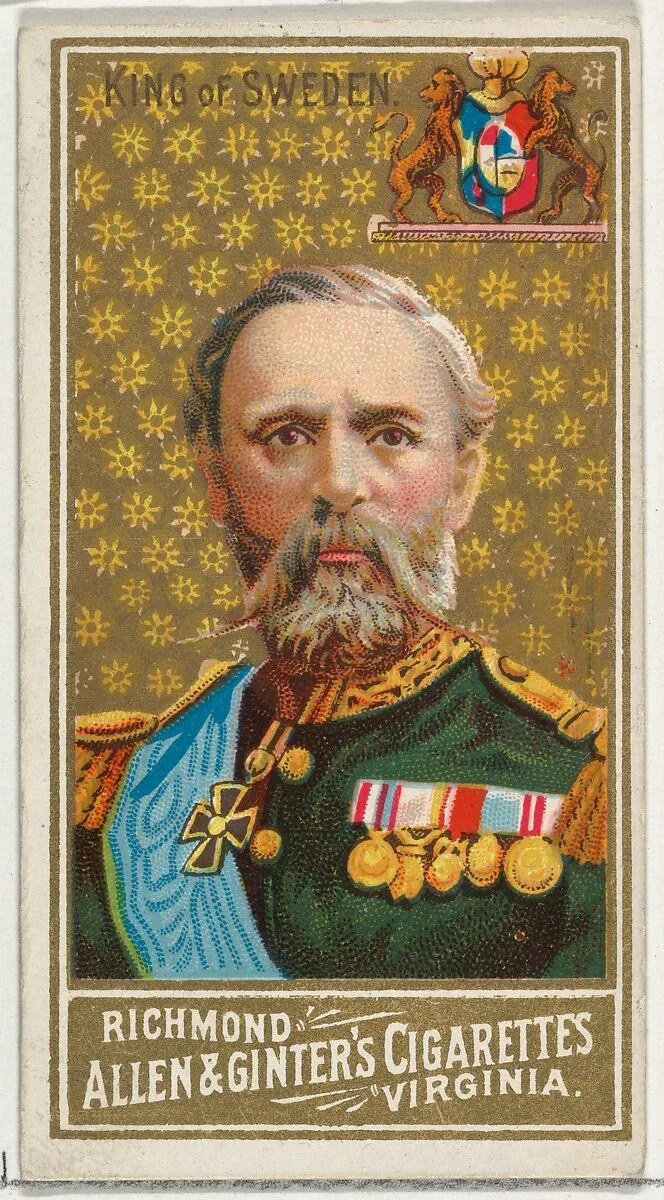King of Sweden, from World's Sovereigns series (N34) for Allen & Ginter Cigarettes — Allen & Ginter