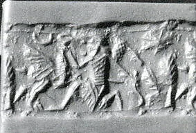 Cylinder seal with two-figure contest scene