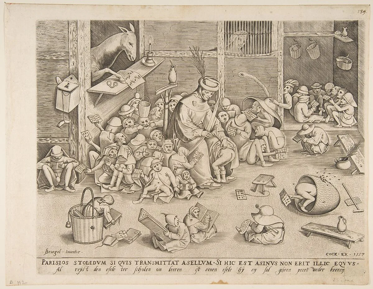 The Ass at School — Pieter Bruegel the Elder|Pieter van der Heyden|Hieronymus Cock