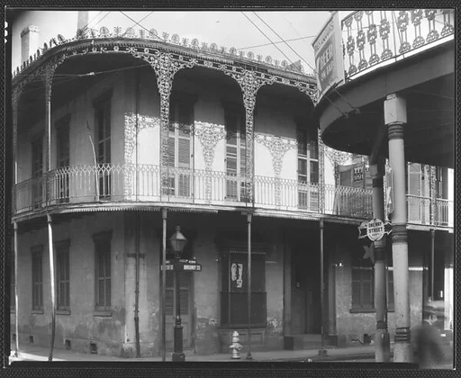 [Corner House with Cast-Iron Balcony, New Orleans, Louisiana]