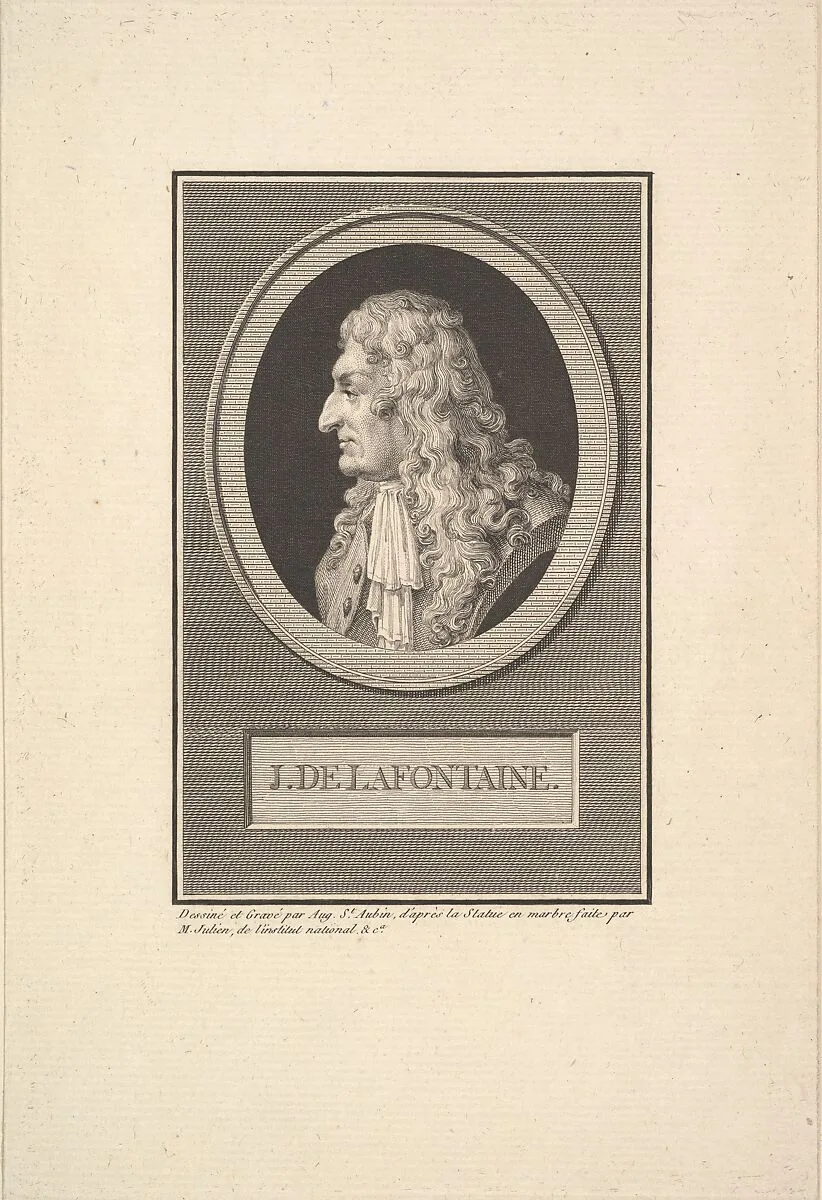 Portrait of Jean de la Fontaine — Augustin de Saint-Aubin|Jean de La Fontaine|Pierre Julien