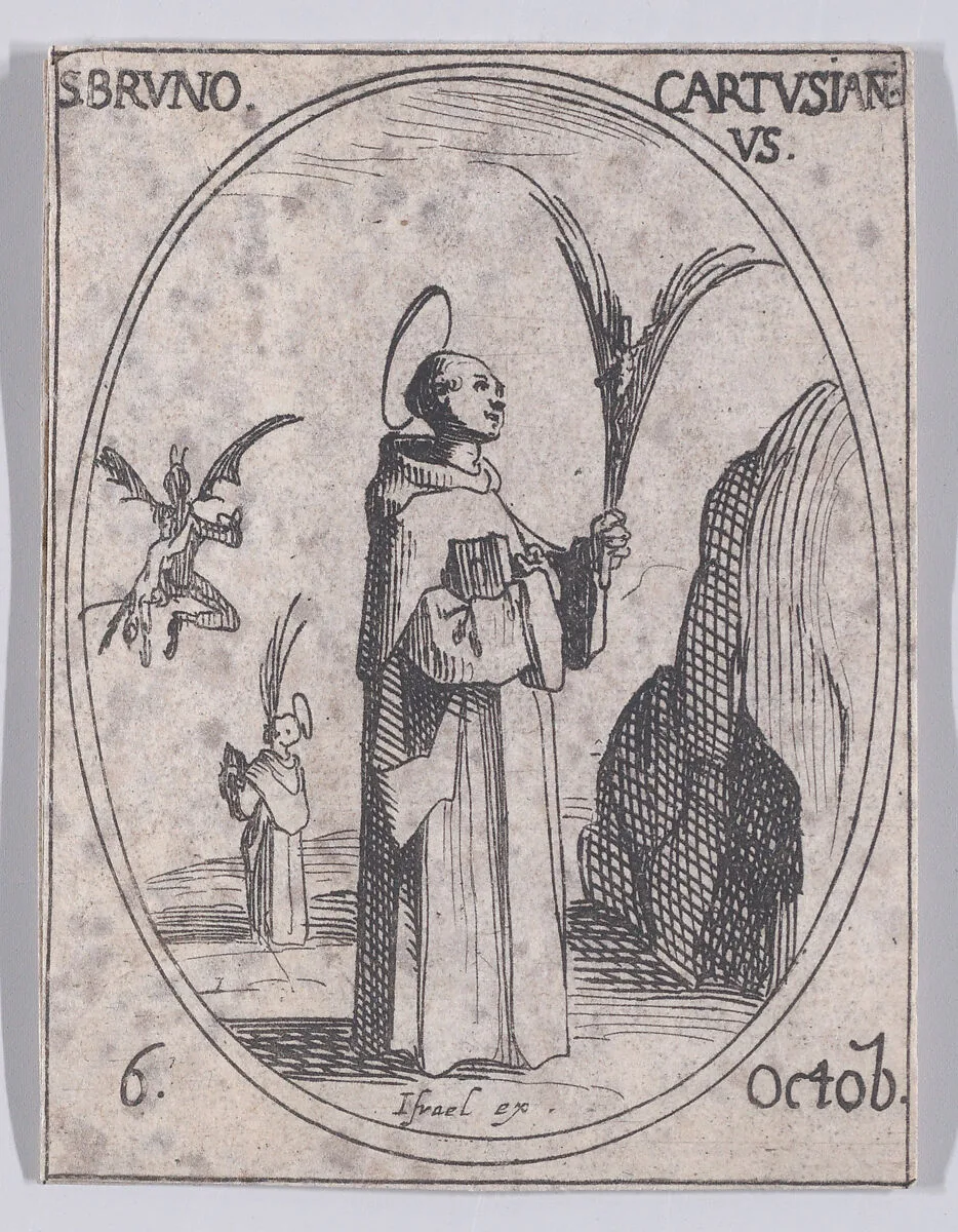 S. Bruno, chartreux (St. Bruno, Carthusian Monk), October 6th, from "Les Images De Tous Les Saincts et Saintes de L'Année" (Images of All of the Saints and Religious Events of the Year) — Jacques Callot|Israël Henriet
