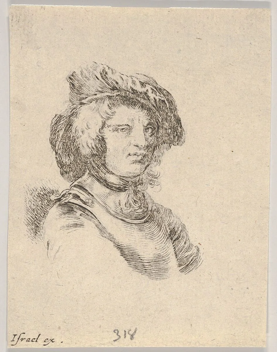 Plate 11: bust of a man wearing a cap and looking towards the right, from 'Various heads and figures' (Diverses têtes et figures) — Stefano della Bella|Israël Henriet