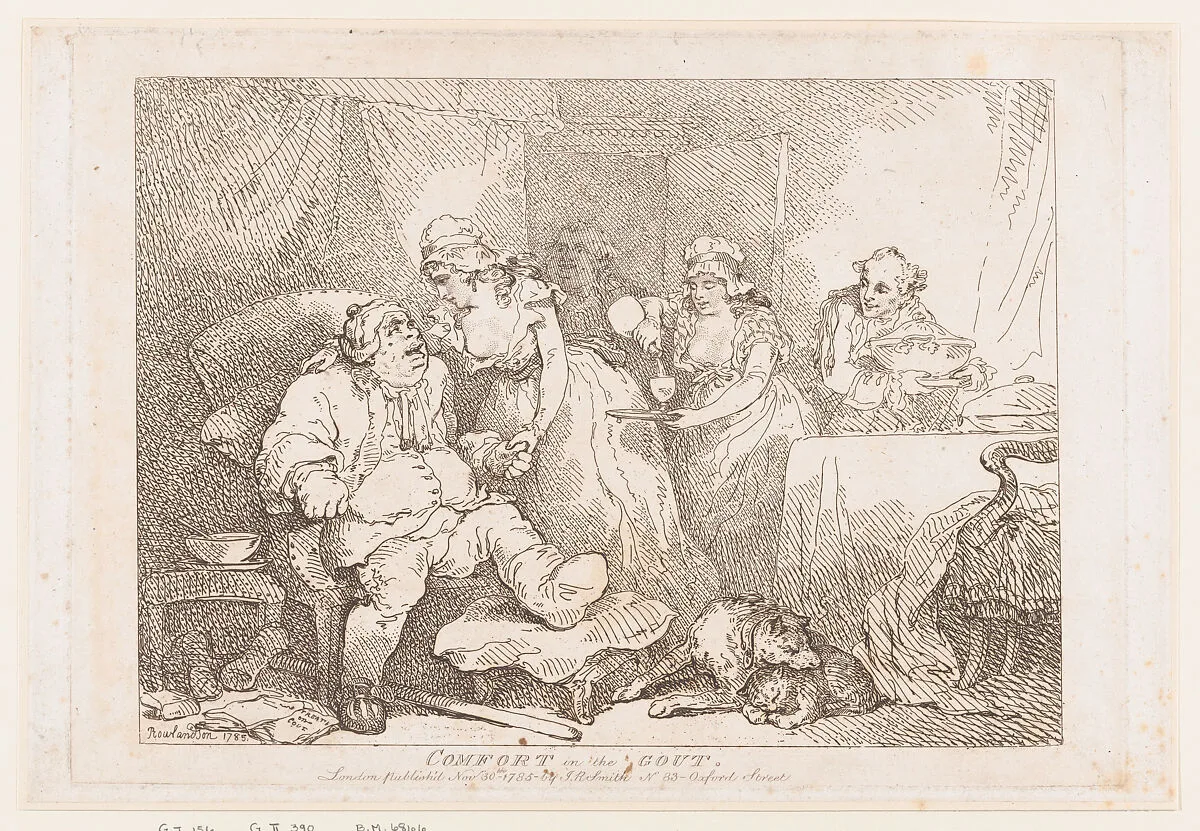 Comfort in the Gout — John Raphael Smith|Thomas Rowlandson