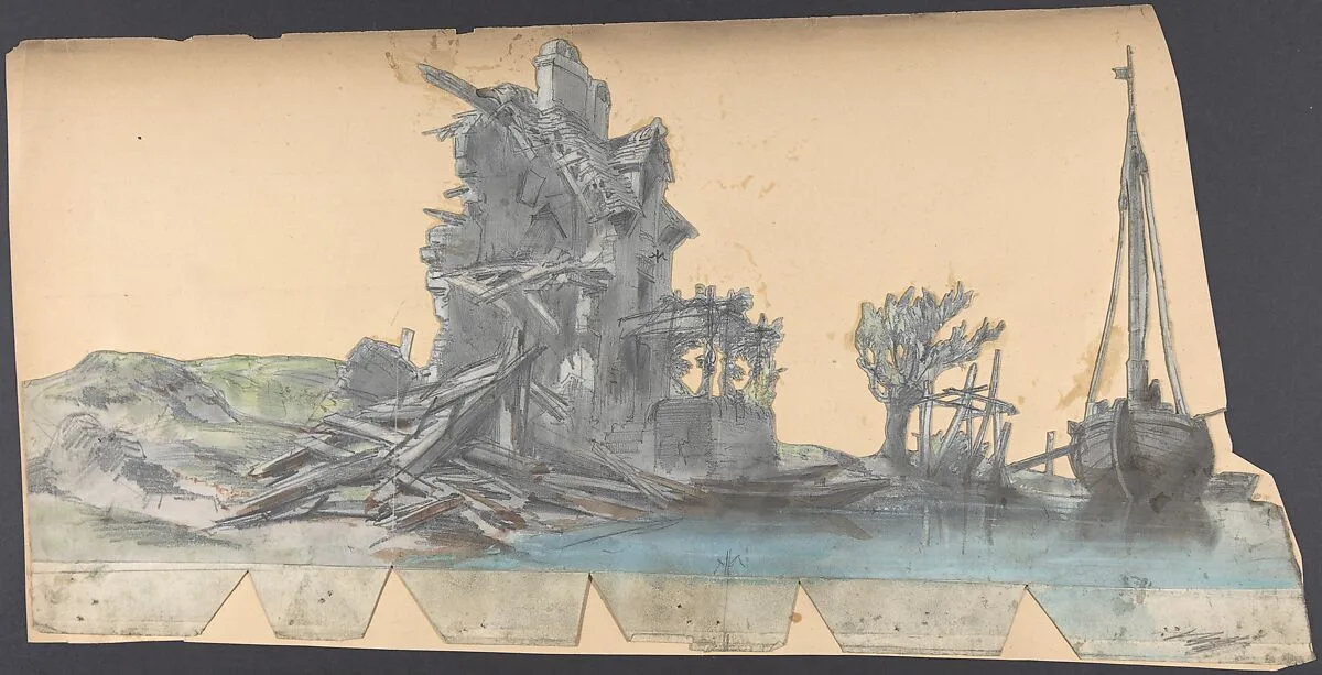 Design for a Stage Set at the Opéra, Paris — Eugène Cicéri