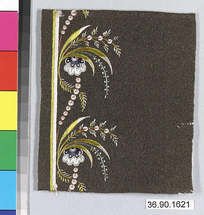 Embroidery sample for a man’s suit — Unknown