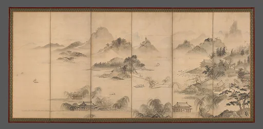久隅守景筆 西湖図屏風|View of West Lake