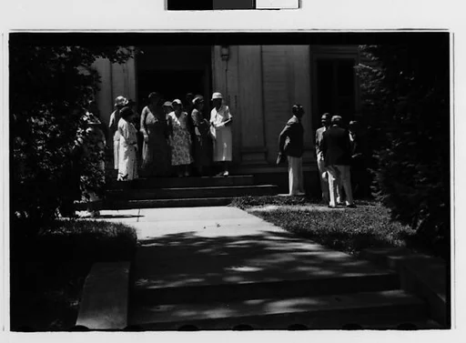 [Two 35mm Film Frames: People Leaving Church, Probably Vicinity Danbury, Connecticut]
