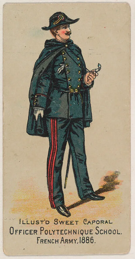 Officer, Polytechnique School, French Army, 1886, from the Military Series (N224) issued by Kinney Tobacco Company to promote Sweet Caporal Cigarettes — Kinney Brothers Tobacco Company