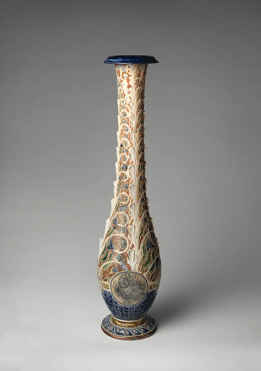 Tall vase with four roundels — R. W. Martin and Brothers