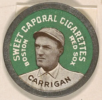 Carrigan, Boston Red Sox (green), from the Domino Discs series (PX7), issued by Kinney Brothers — Kinney Brothers Tobacco Company