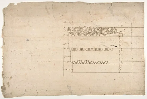 Temple of Minerva, elevation of architrave (recto) Temple of Minerva, column shaft (verso)