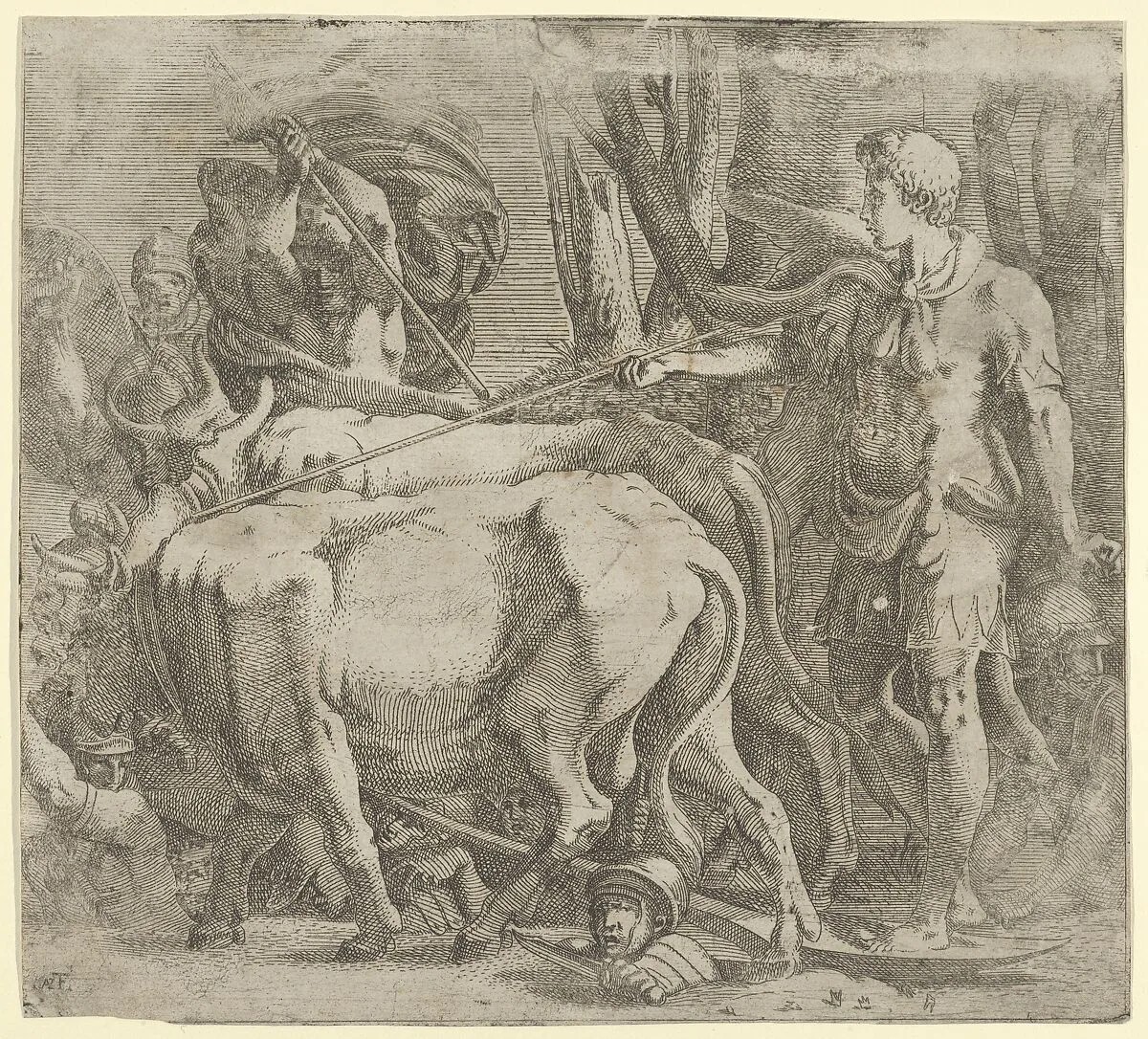 Cadmus Tilling the Field Where He Sawed the Dragon's Teeth — Antonio Fantuzzi|Francesco Primaticcio