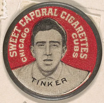 Tinker, Chicago Cubs (red), from the Domino Discs series (PX7), issued by Kinney Brothers — Kinney Brothers Tobacco Company