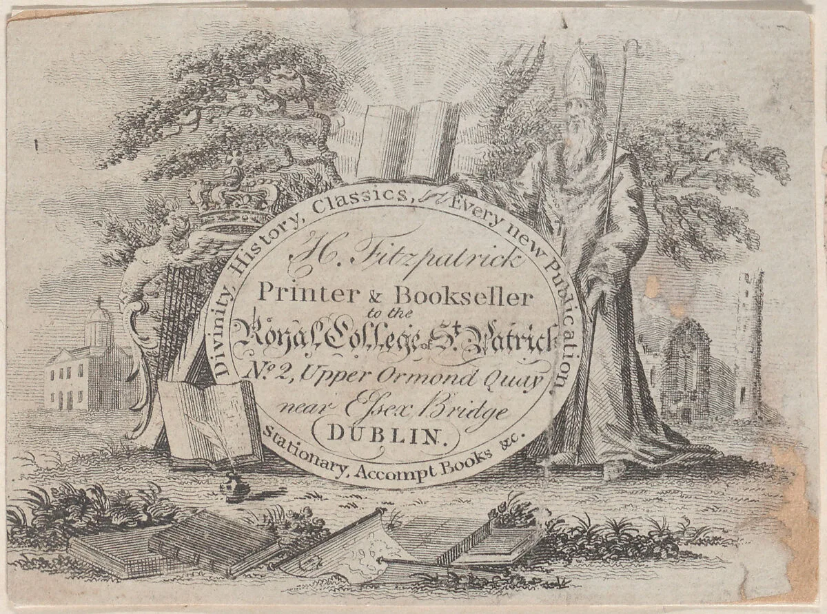 Trade Card for H. Fitzpatrick, Printer & Bookseller — Anonymous, Irish, 19th century