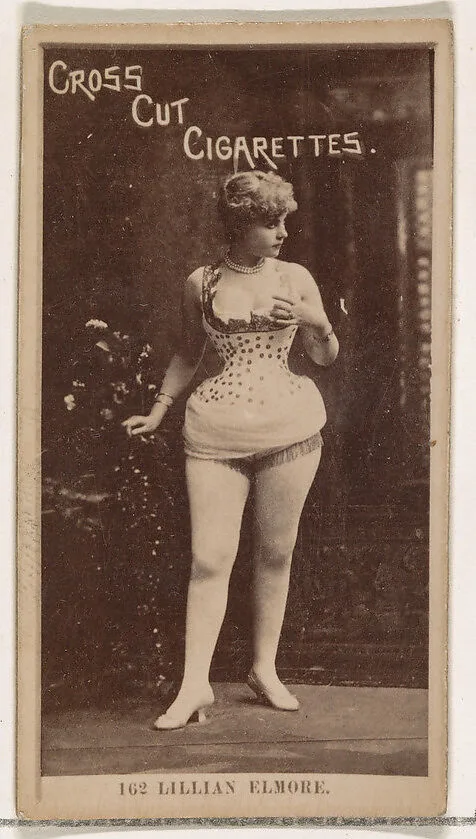 Card Number 162, Lillian Elmore, from the Actors and Actresses series (N145-2) issued by Duke Sons & Co. to promote Cross Cut Cigarettes — W. Duke, Sons & Co.