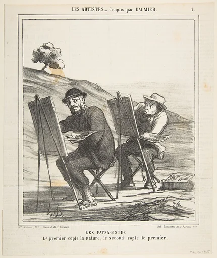 The landscape painters, the first copies nature, the second copies the first, from 'The artists,' published in Le Charivari, May 12, 1865