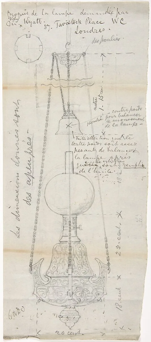 Design for a Hanging Lamp — Anonymous, British, 19th century