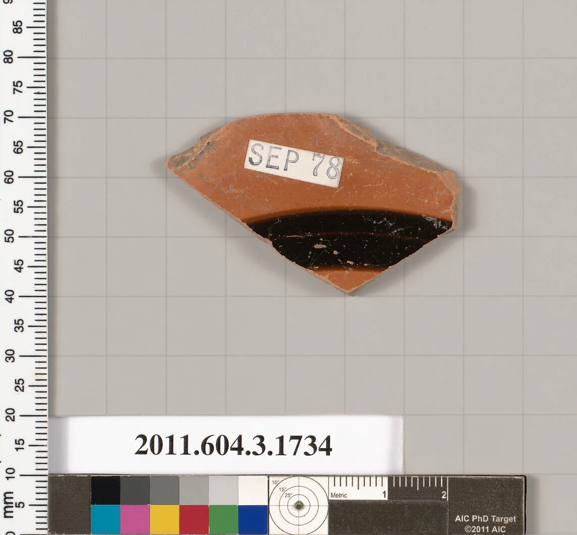 Terracotta fragment of a kylix: Band or lip cup (drinking cup) — Unknown