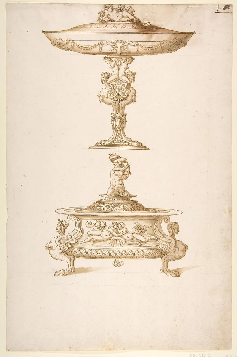 Design for a Salt Cellar and Tazza — Francesco Salviati (Francesco de' Rossi)|Ottavio Strada