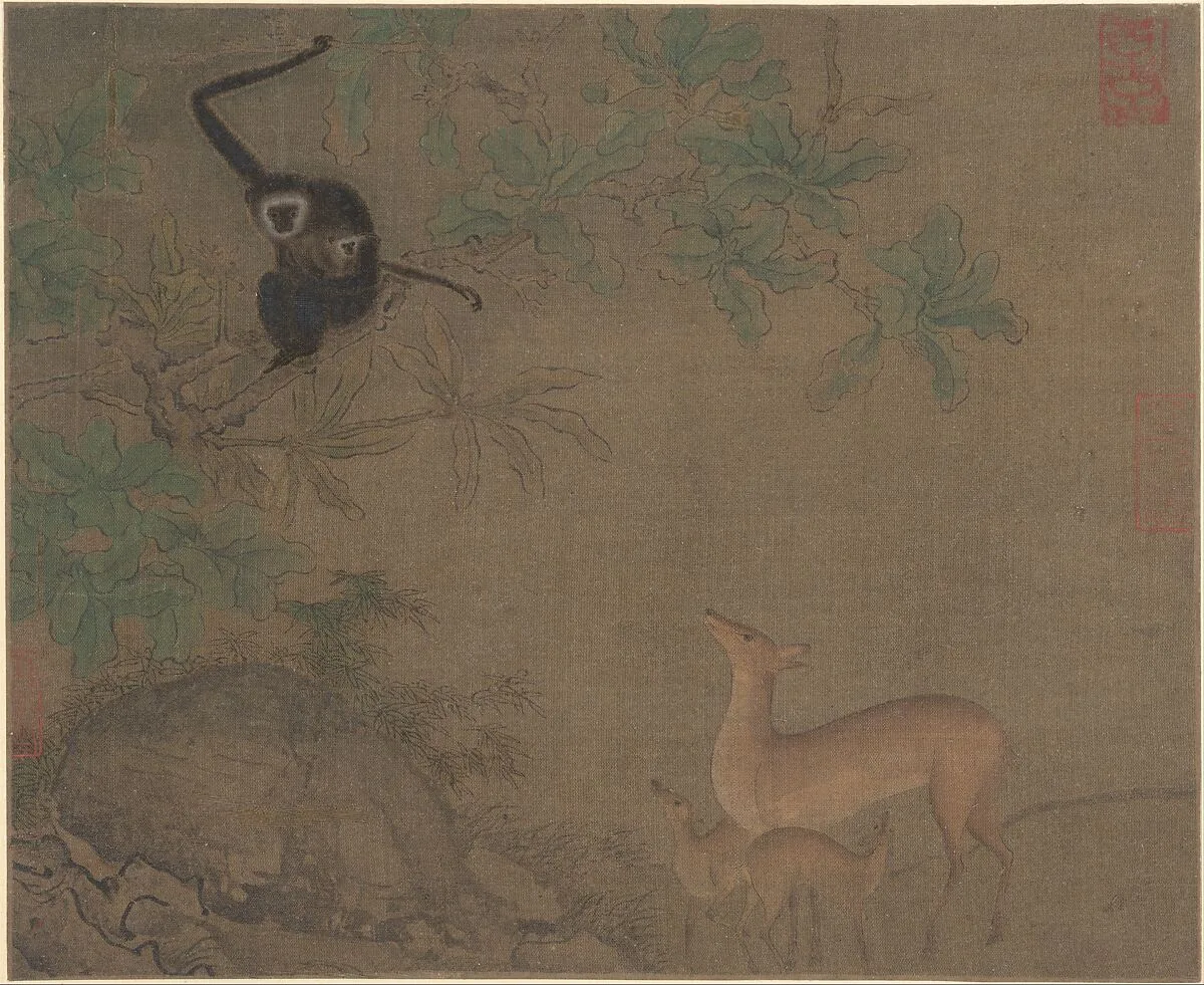 南宋 佚名 猿鹿圖 冊頁|Gibbons and Deer — Unidentified artist