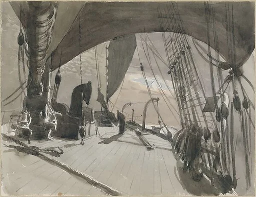 Deck of Ship in Moonlight (from scrapbook)