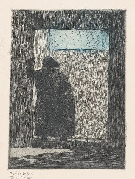 'Yucatan Night': a woman standing in a doorway — Alfredo Zalce