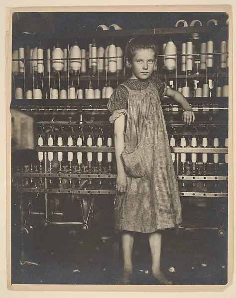 Addie Card, 12 years. Spinner in North Pownal Cotton Mill. Girls in mill say she is ten years. She admitted to me she was twelve; that she started during school vacation and now would "stay". Location: Vermont — Lewis Hine