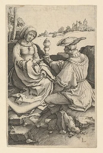 A Nobleman and a Lady Seated in a Landscape (copy)