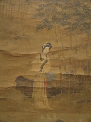 明 沈碩 仿仇英文玉圖 軸|Lady in a Bamboo Grove after Qiu Ying
