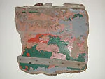 [Painted Wood Sign: Multiple Layers of Peeling Paint]