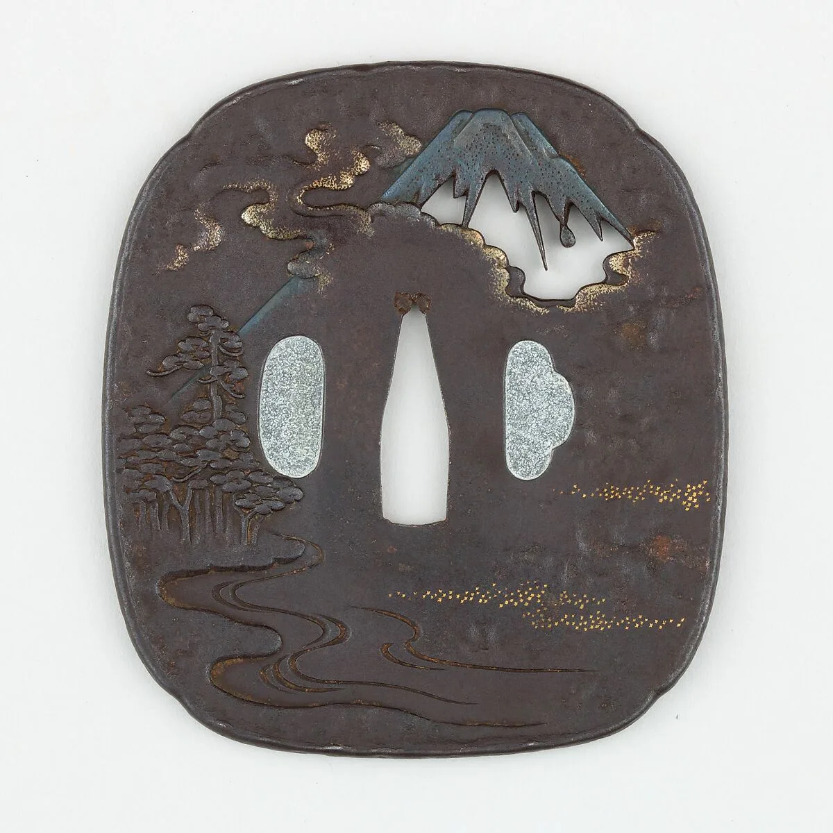 Sword Guard (<i>Tsuba</i>) Depicting The Pine Grove at Miho (三保松原図鐔) — Unknown