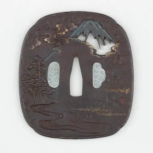 Sword Guard (<i>Tsuba</i>) Depicting The Pine Grove at Miho (三保松原図鐔)