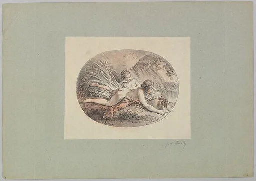 Woman Reclining upon a Jar from which Water is Pouring