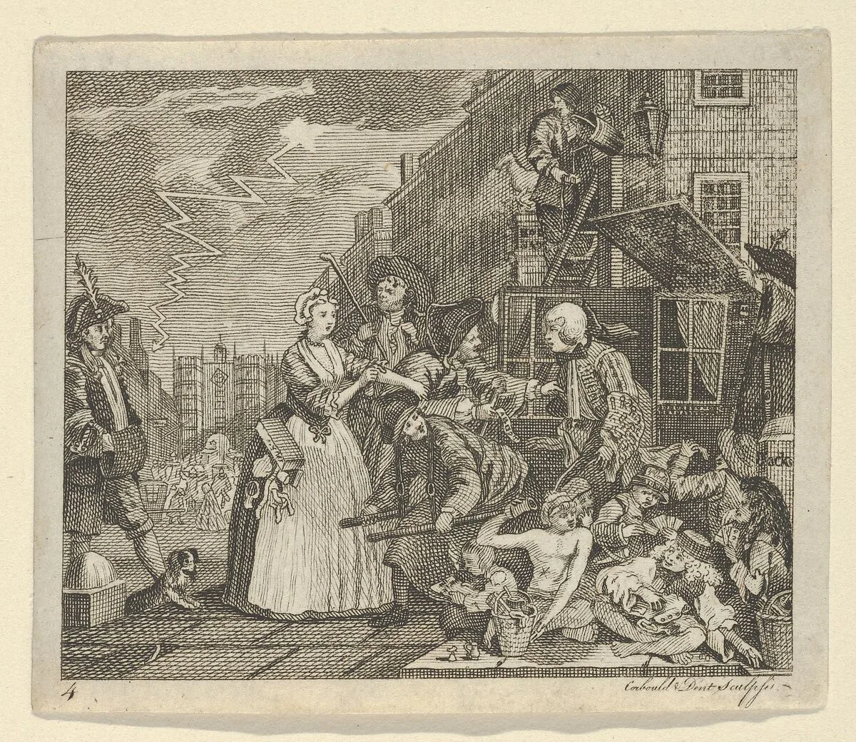 A Rake's Progress, Plate 4 — Dent|Richard Corbould|William Hogarth