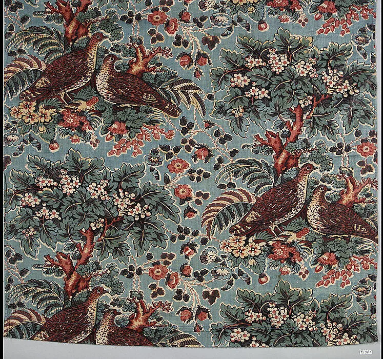 Printed textile with game birds — Unknown