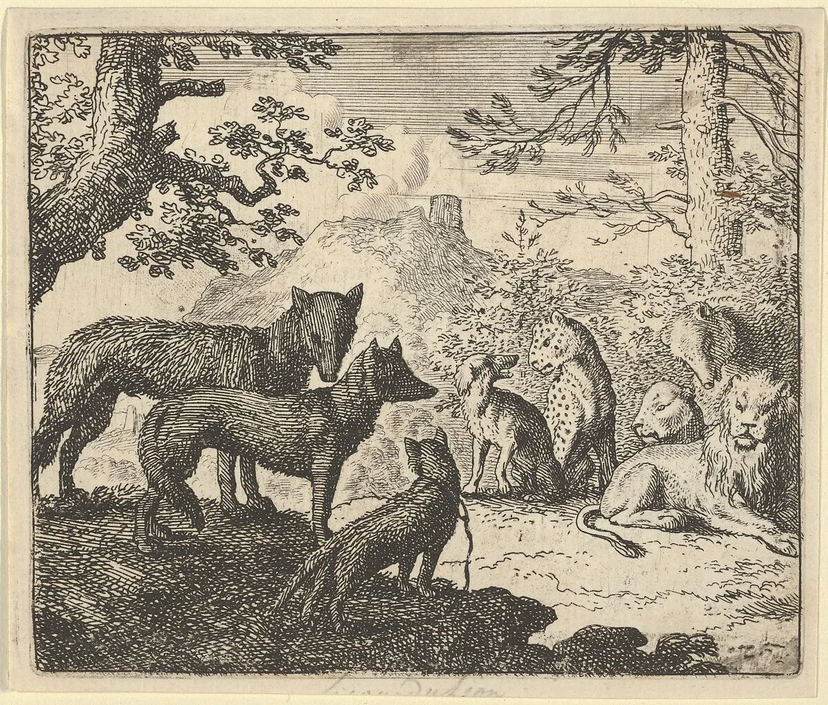 Renard's Parents Ask to Withdraw from the Court from Hendrick van Alcmar's Renard The Fox — Allart van Everdingen