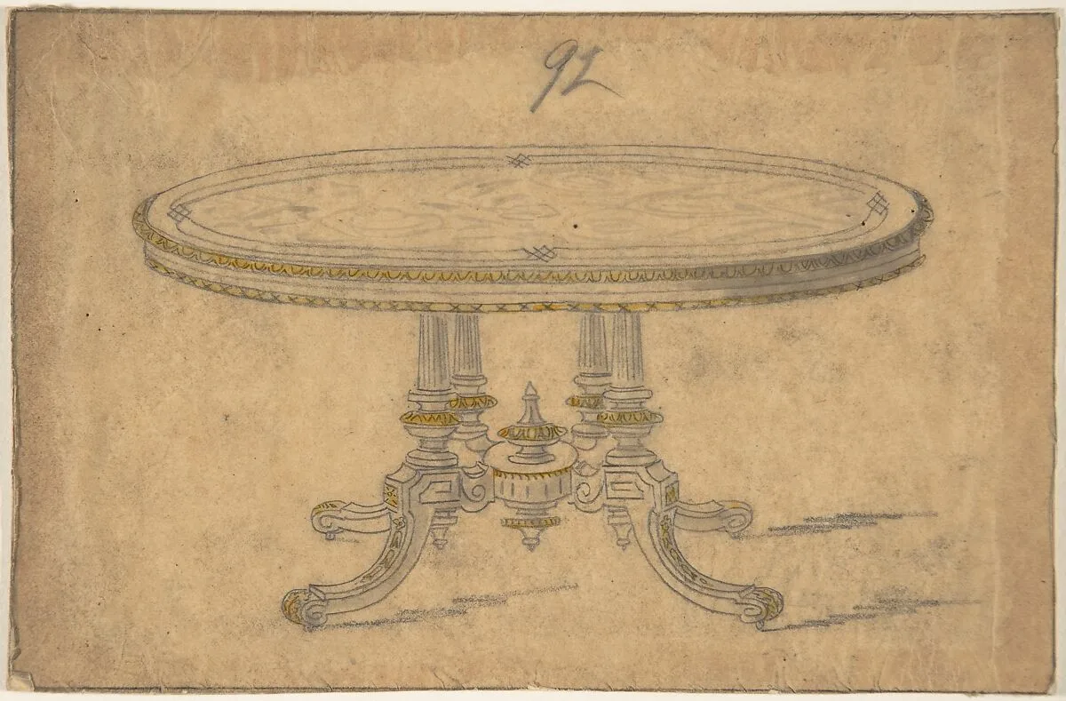 Design for a Round or Oval Renaissance Style Table — Anonymous, British, 19th century