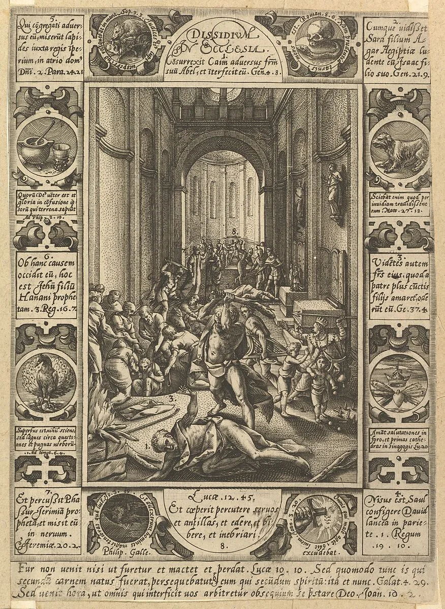 Dissension in the Church (Dissidium in Ecclesia) — Hendrick Goltzius|Philips Galle