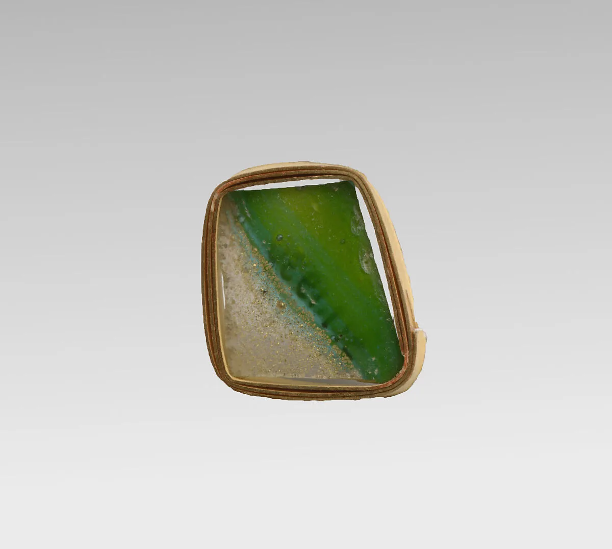 Glass gold-band mosaic bowl fragment — Unknown