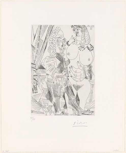 Fat Courtesan and Old Beau, from 347 Suite — Pablo Picasso|Aldo and Piero Crommelynck|Galerie Louise Leiris