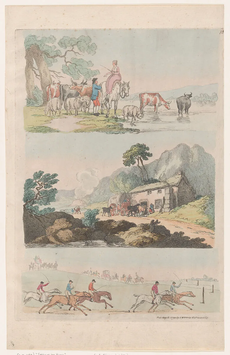 Plate 10, Outlines of Figures, Landscapes and Cattle...for the Use of Learners — Thomas Rowlandson|S. W. Fores