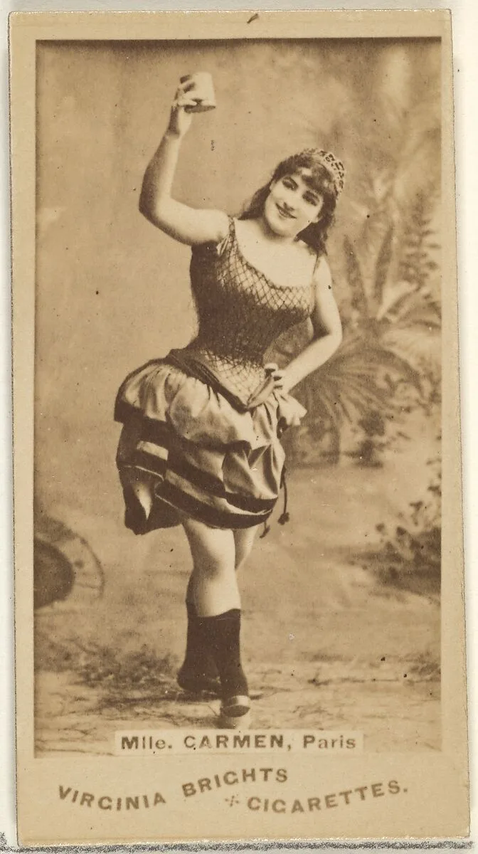 Mlle. Carmen, Paris, from the Actors and Actresses series (N45, Type 1) for Virginia Brights Cigarettes — Allen & Ginter