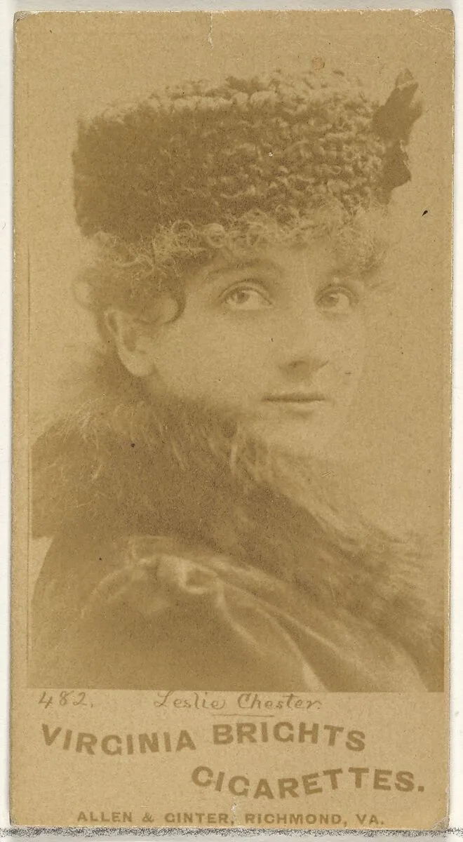 Card 482, Leslie Chester, from the Actors and Actresses series (N45, Type 1) for Virginia Brights Cigarettes — Allen & Ginter