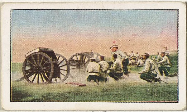 Card No. 219, Russian Artillery in Action, from the World War I Scenes series (T121) issued by Sweet Caporal Cigarettes — American Tobacco Company|Underwood & Underwood