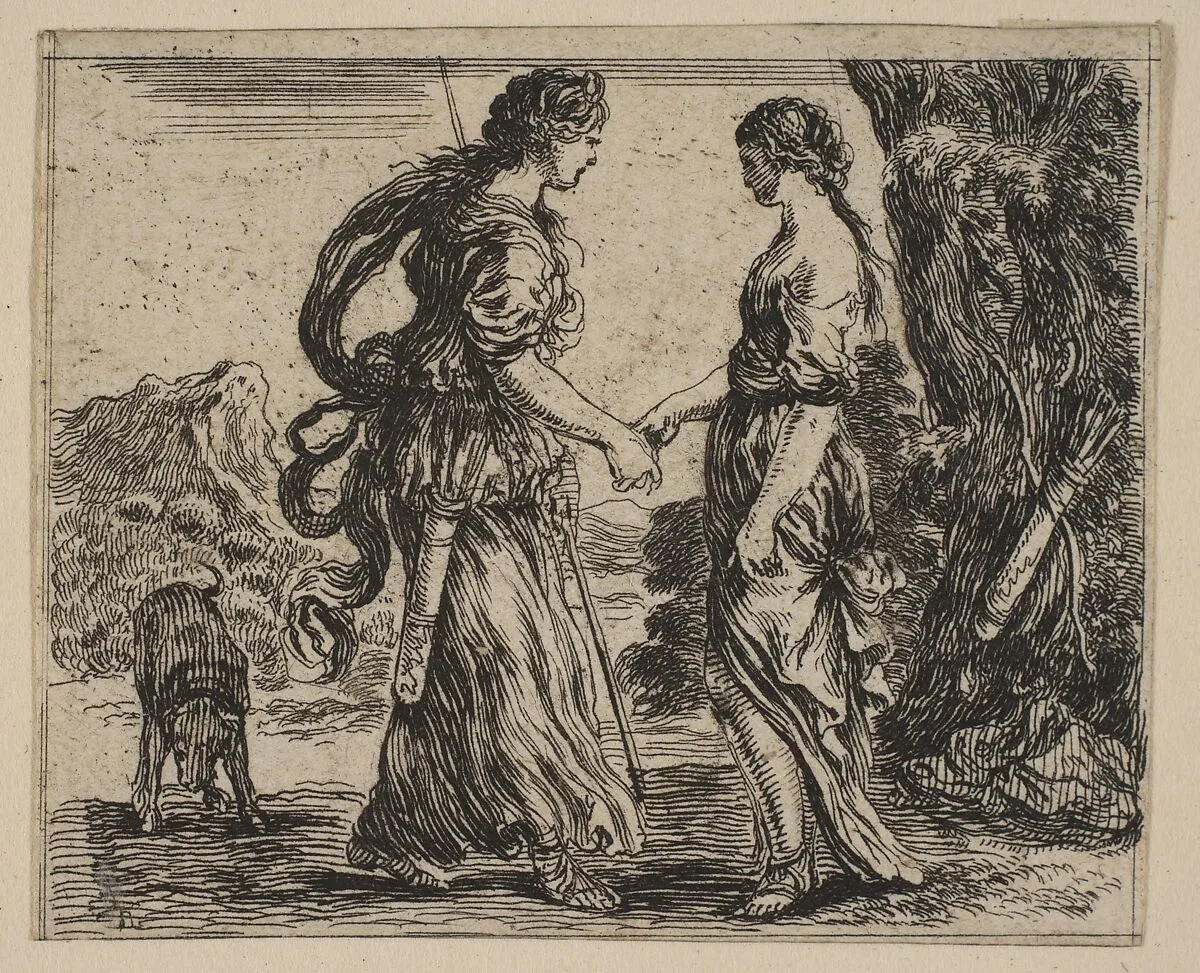 Jupiter and Callisto, from 'Game of Mythology' (Jeu de la Mythologie) — Stefano della Bella|Jean Desmarets de Saint-Sorlin|Henri Le Gras|Louis XIV, King of France|Cardinal Jules Mazarin