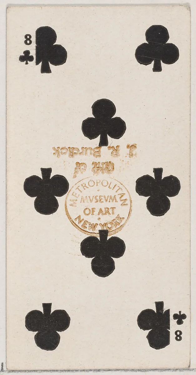 Eight Clubs (black), from the Playing Cards series (N84) for Duke brand cigarettes — W. Duke, Sons & Co.