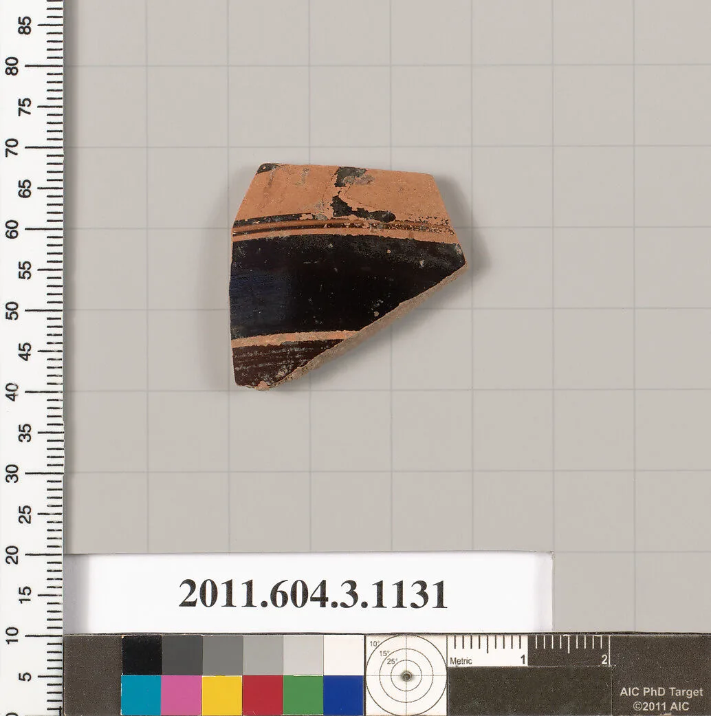 Terracotta fragment of a mastoid (drinking cup with narrow base) or a kyathos (cup-shaped ladle) — Unknown
